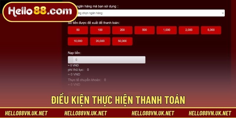 Điều kiện thực hiện thanh toán